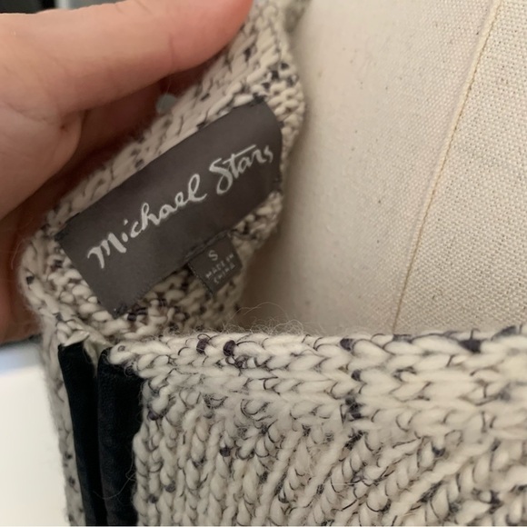 Michael stars wool alpaca chunky knit speckled zip up back sweater cream grey - Picture 2 of 6